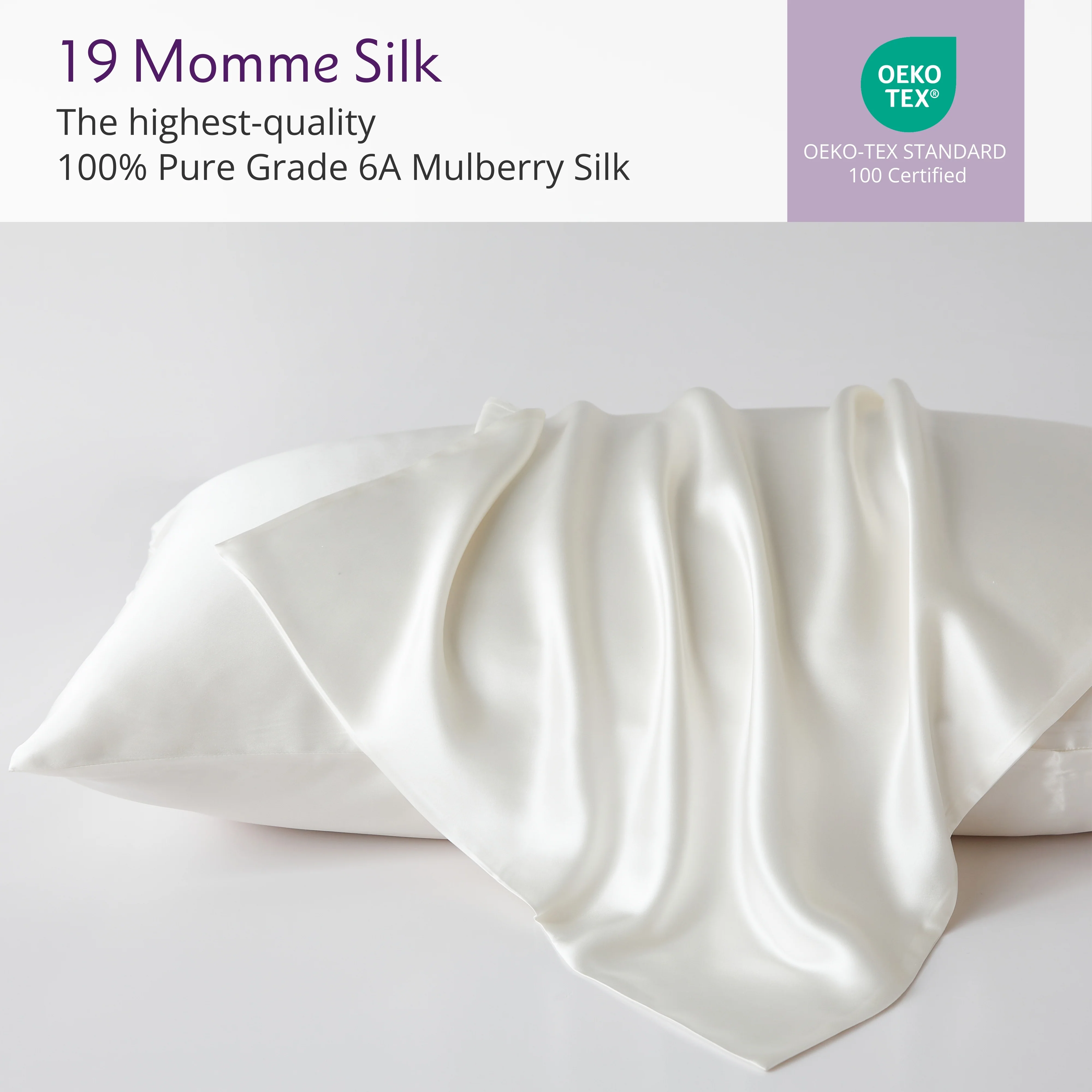 19 Momme Silk Pillowcase - White - Image 4
