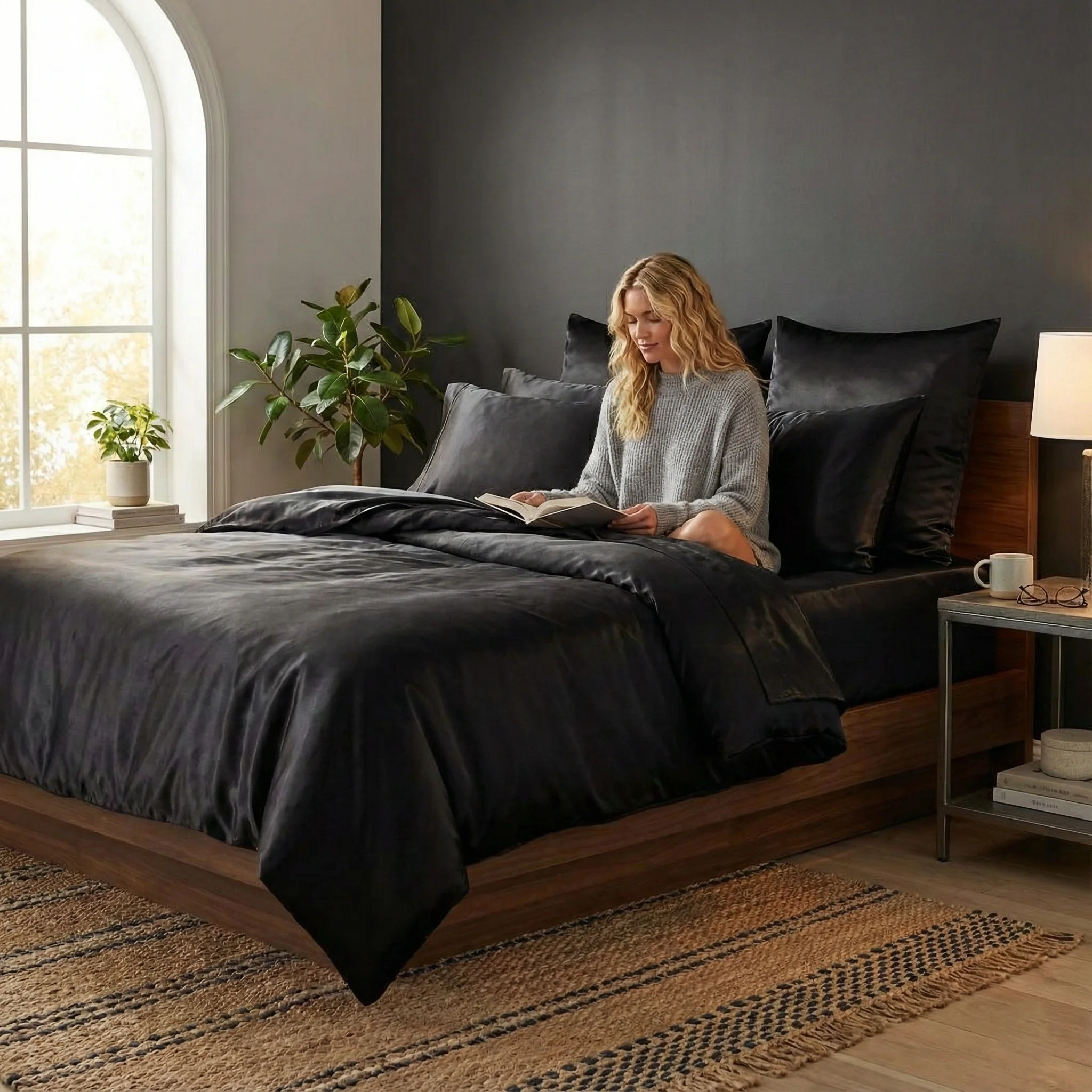 22 Momme Silk Pillowcase - Black - Image 10