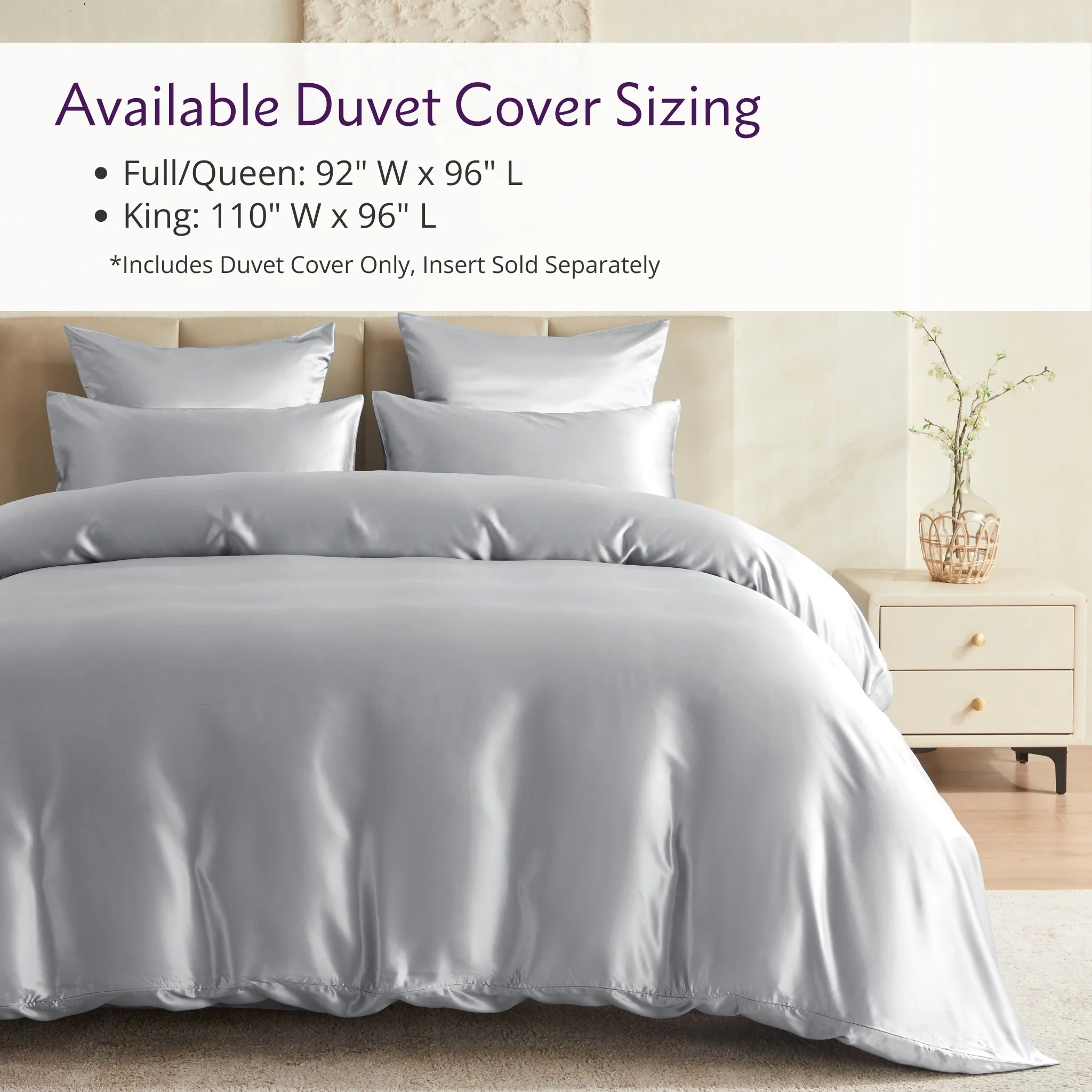 22 Momme Silk Duvet Cover - Silver - Image 5