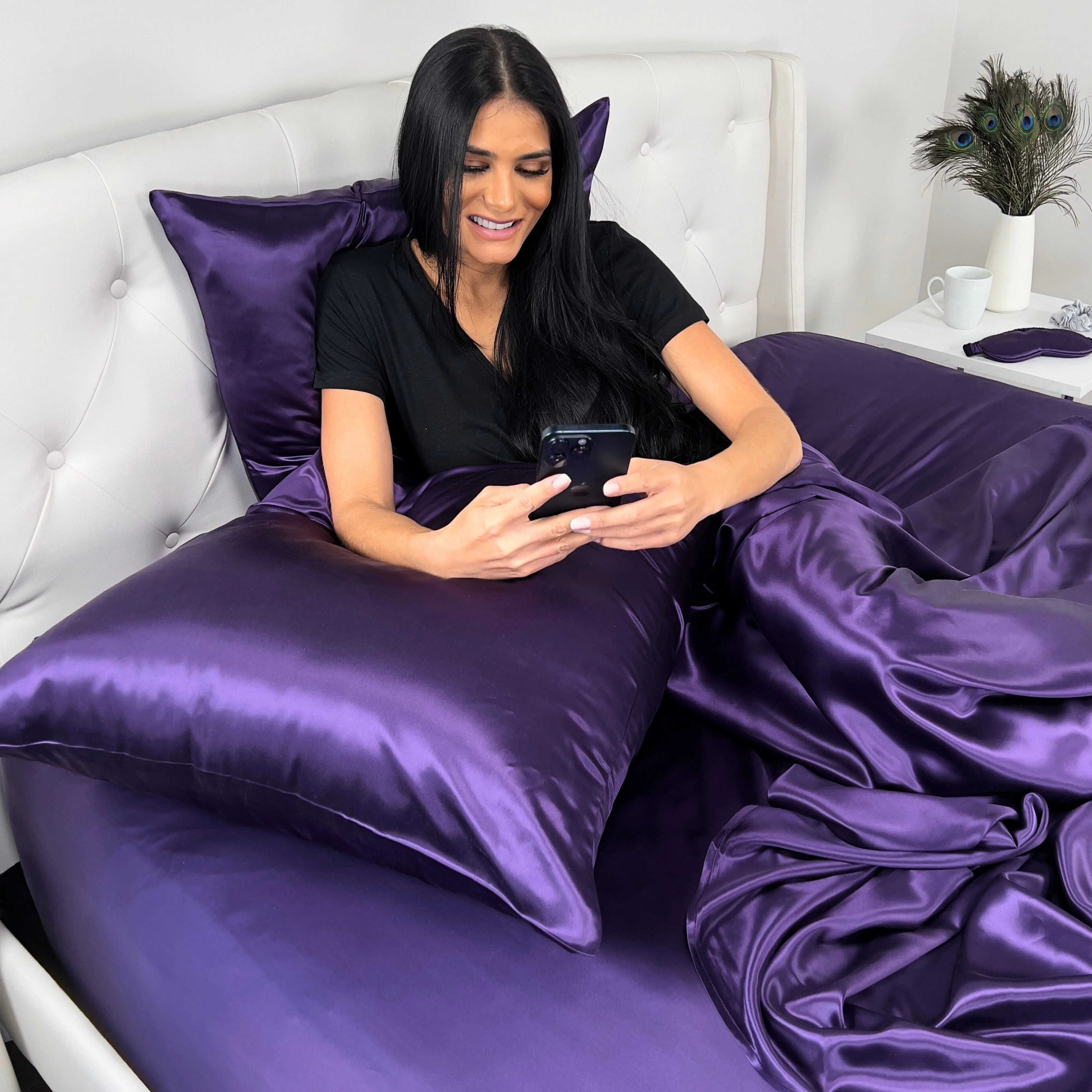 22 Momme Silk Euro Sham - Plum - Image 8