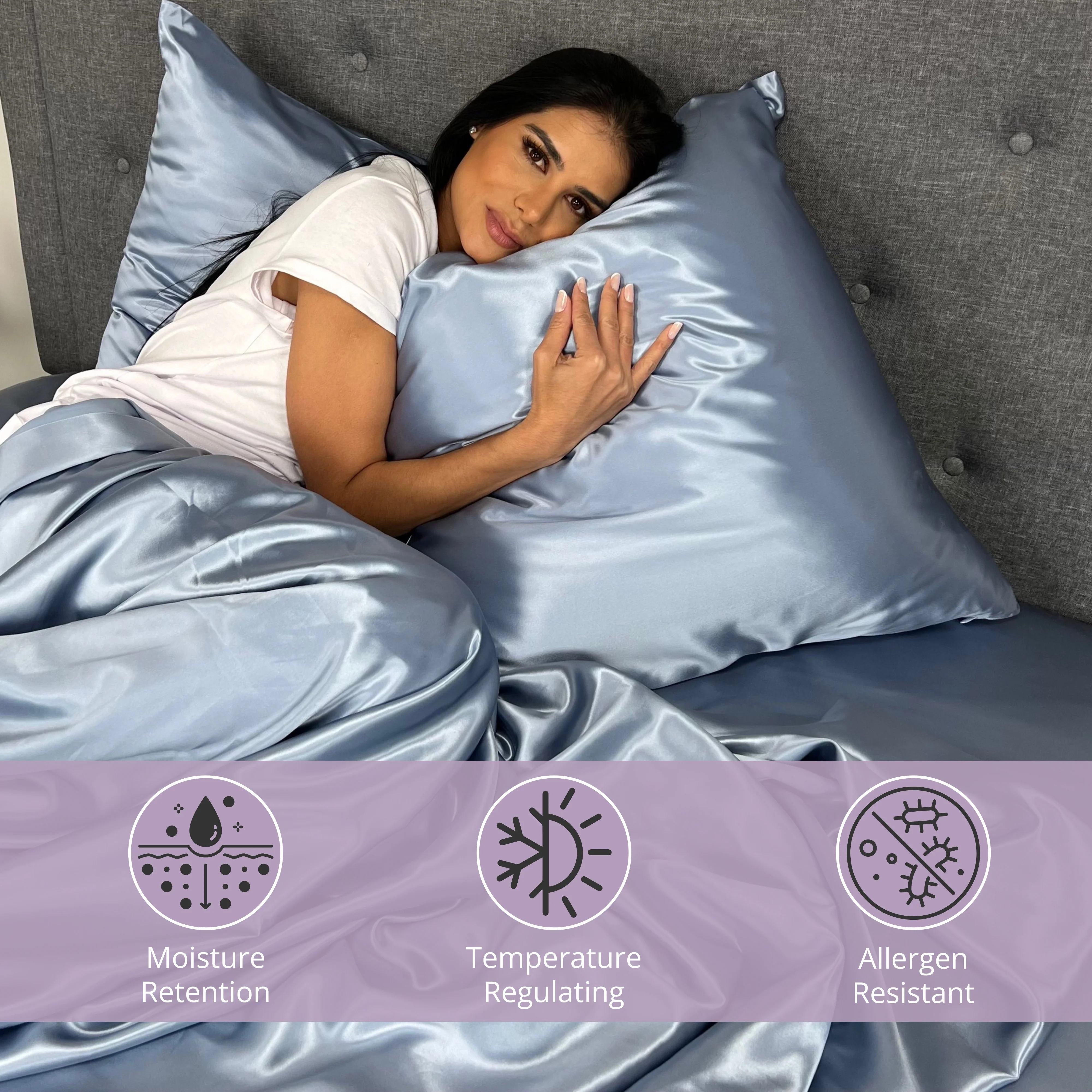 22 Momme Silk Euro Sham - Silver - Image 4