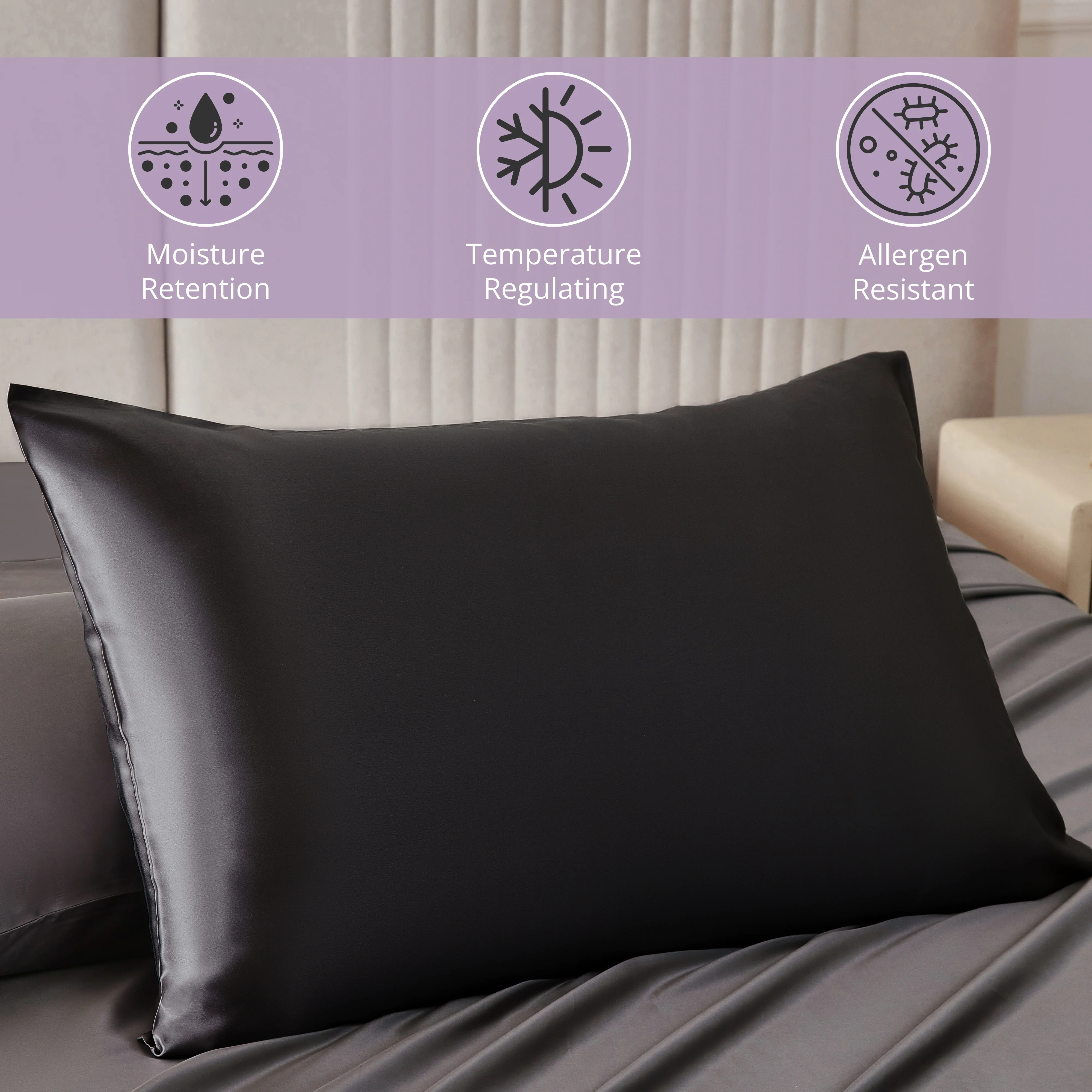 22 Momme Silk Pillowcase - Black - Image 4