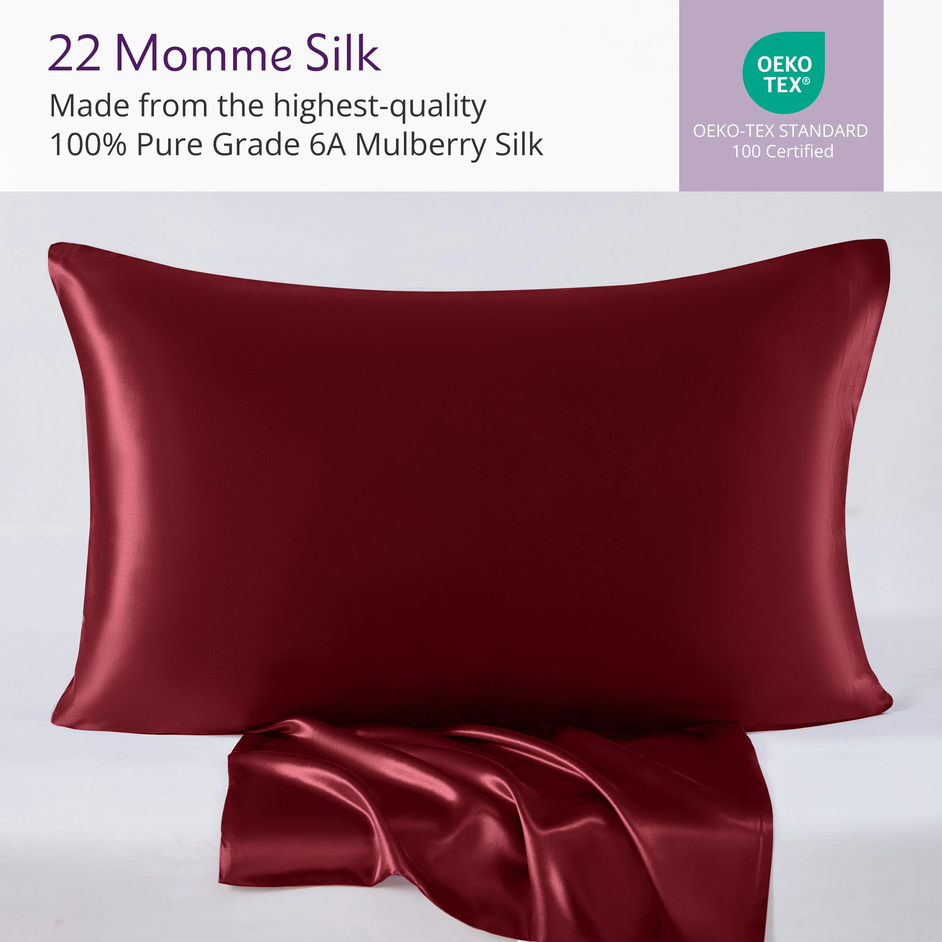 22 Momme Silk Pillowcase - Cabernet - Image 4