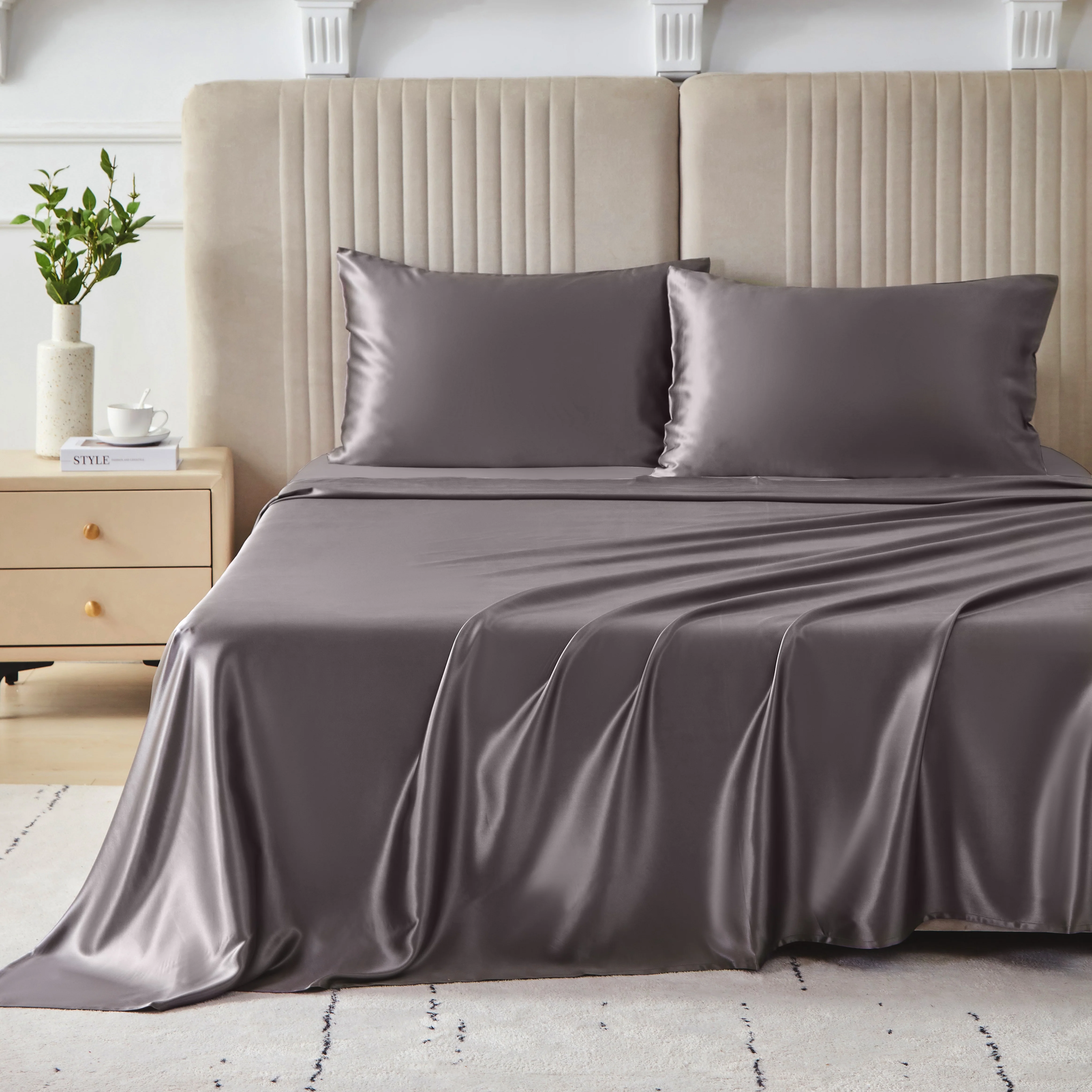 22 Momme Silk Pillowcase - Gunmetal - Image 9