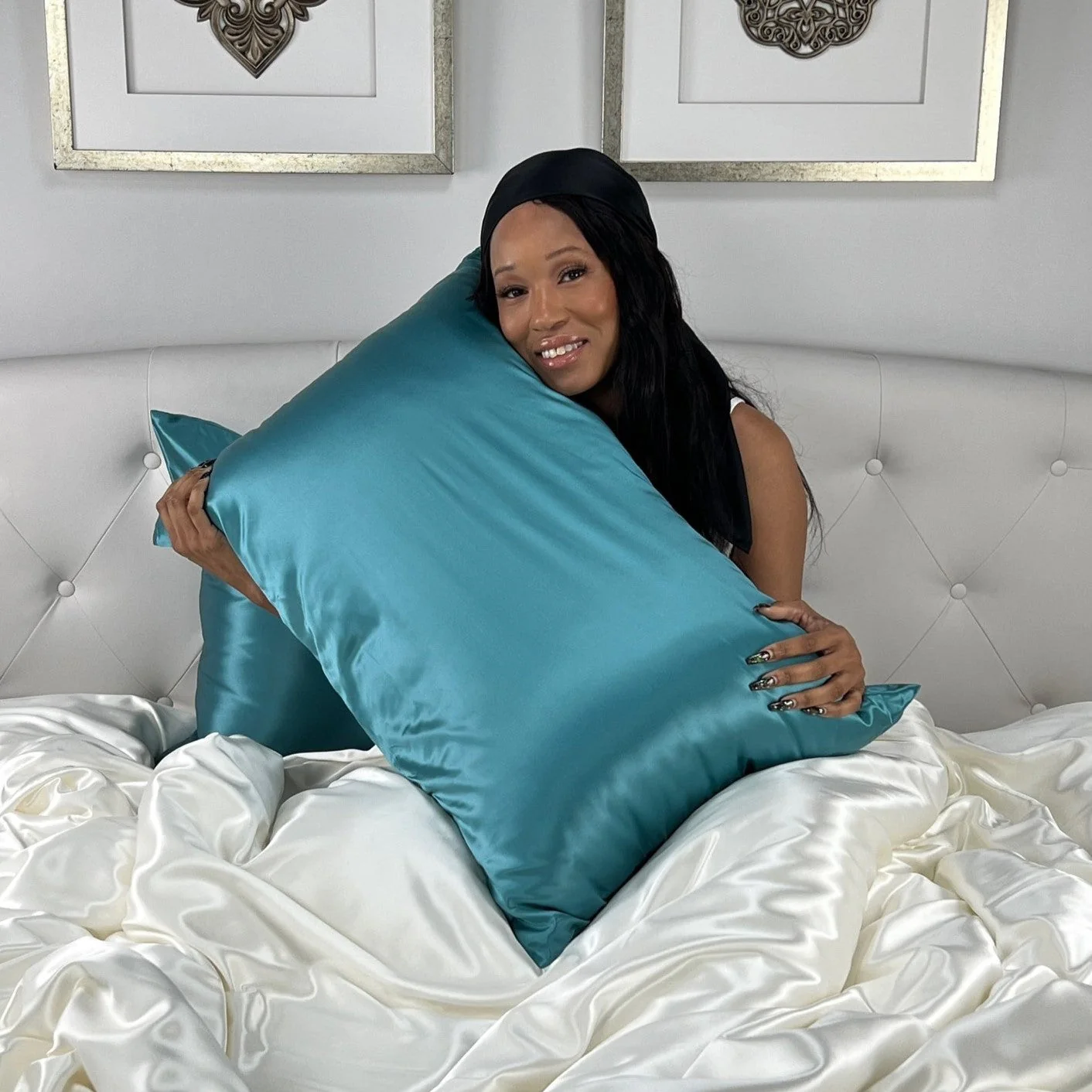 22 Momme Silk Pillowcase - Teal - Image 8