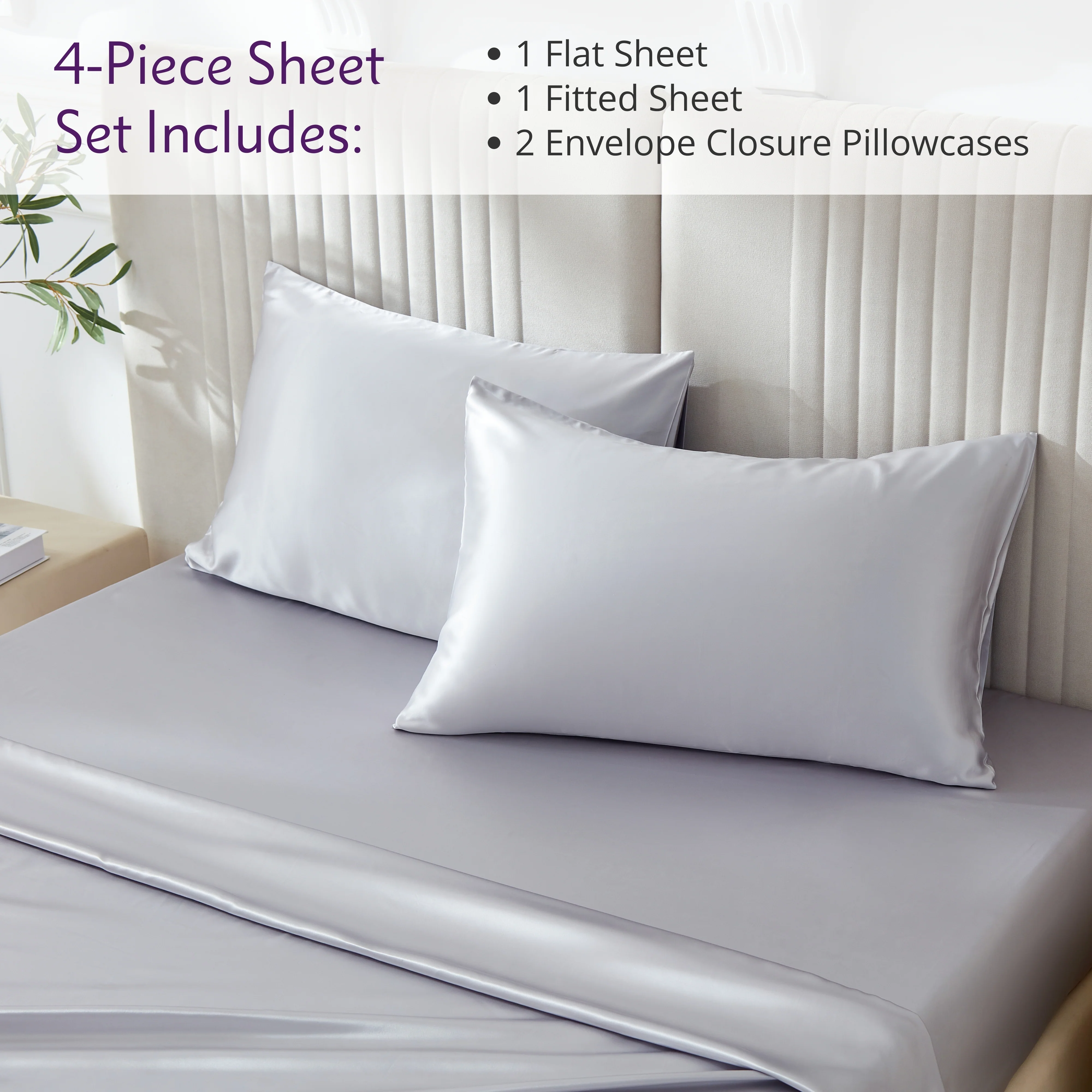 22 Momme Silk Sheet Set - Silver - Image 3