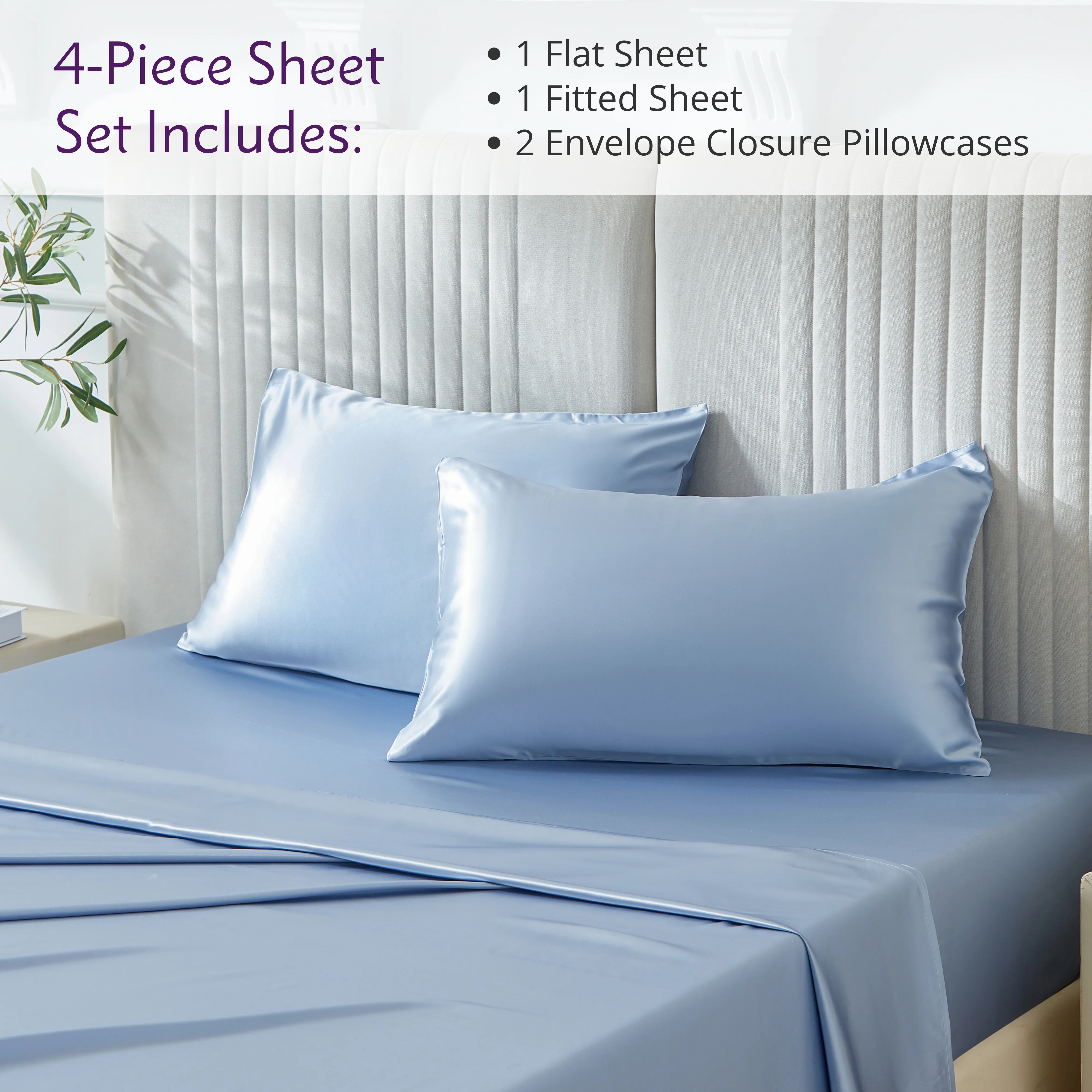 22 Momme Silk Sheet Set - Steel Blue - Image 3