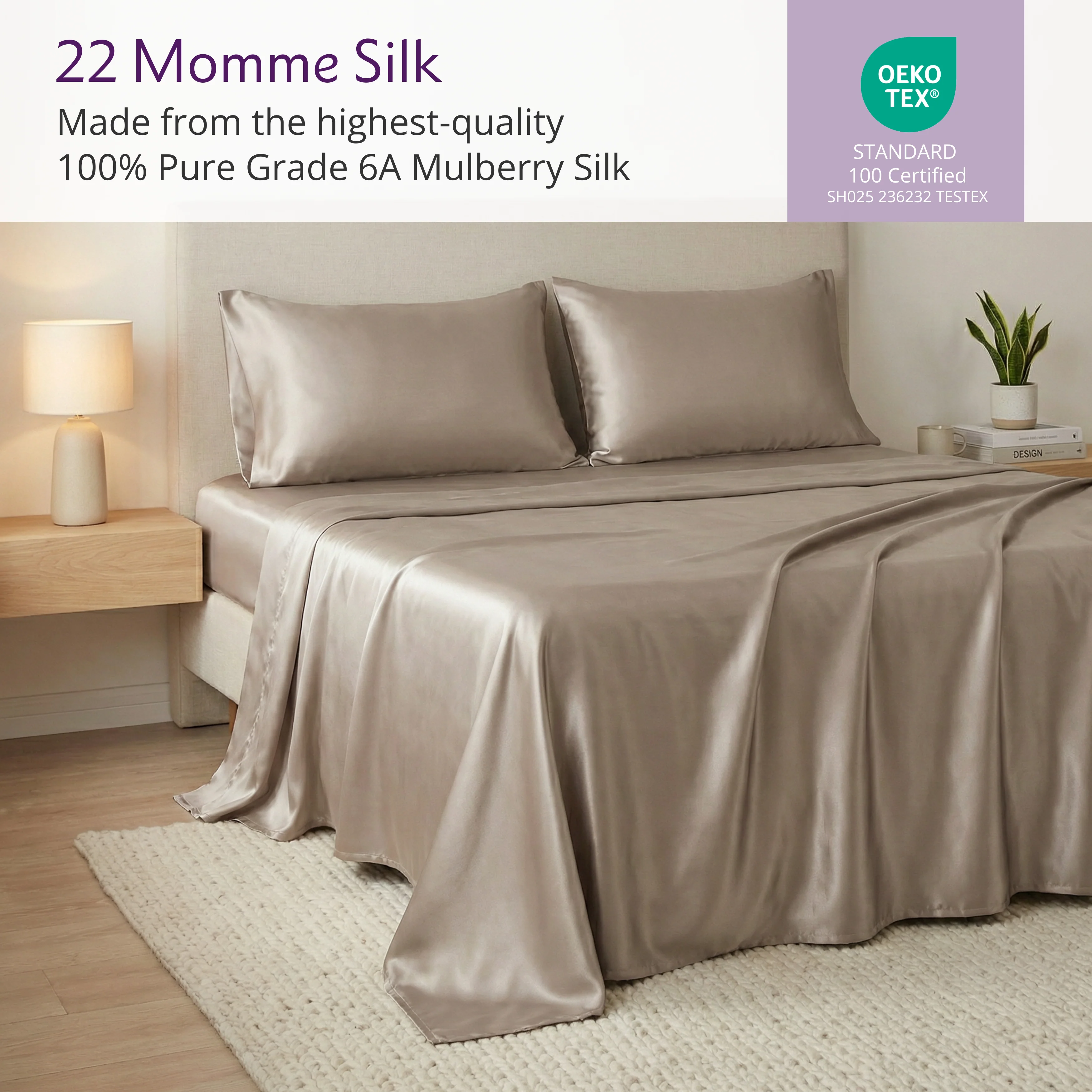 22 Momme Silk Sheet Set - Taupe - Image 4