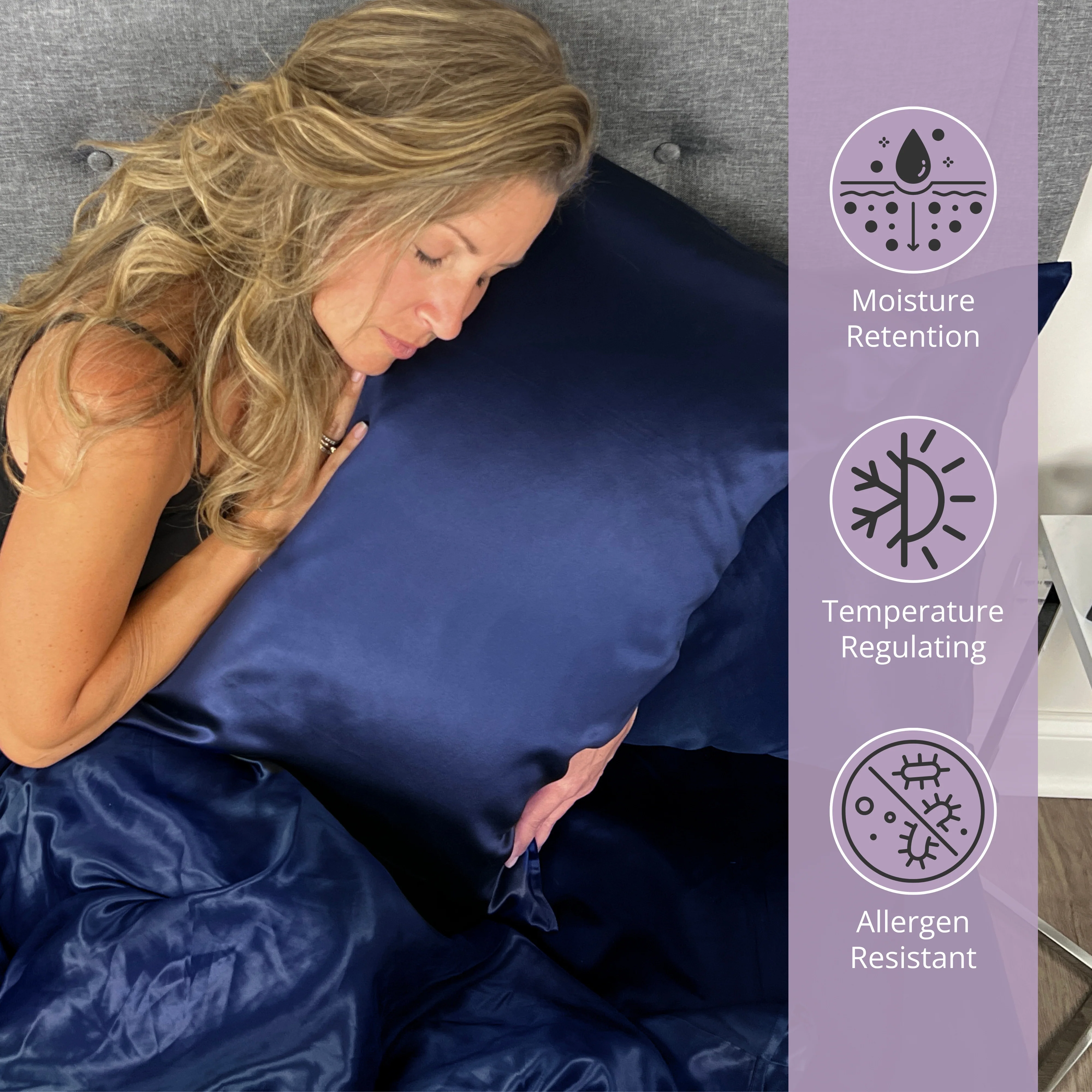 30 Momme Silk Fitted Sheet - Navy - Image 5