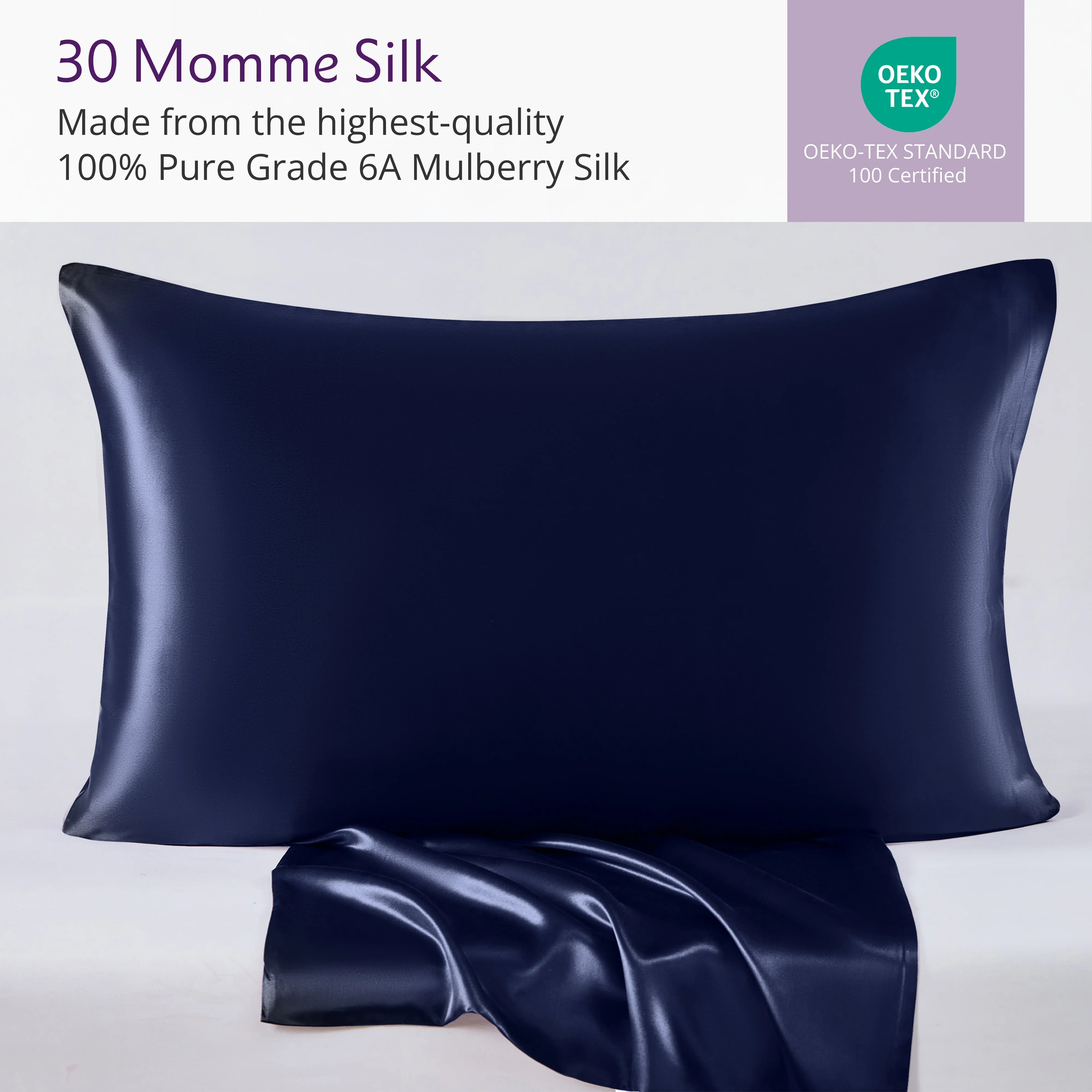 30 Momme Silk Pillowcase - Navy - Image 5