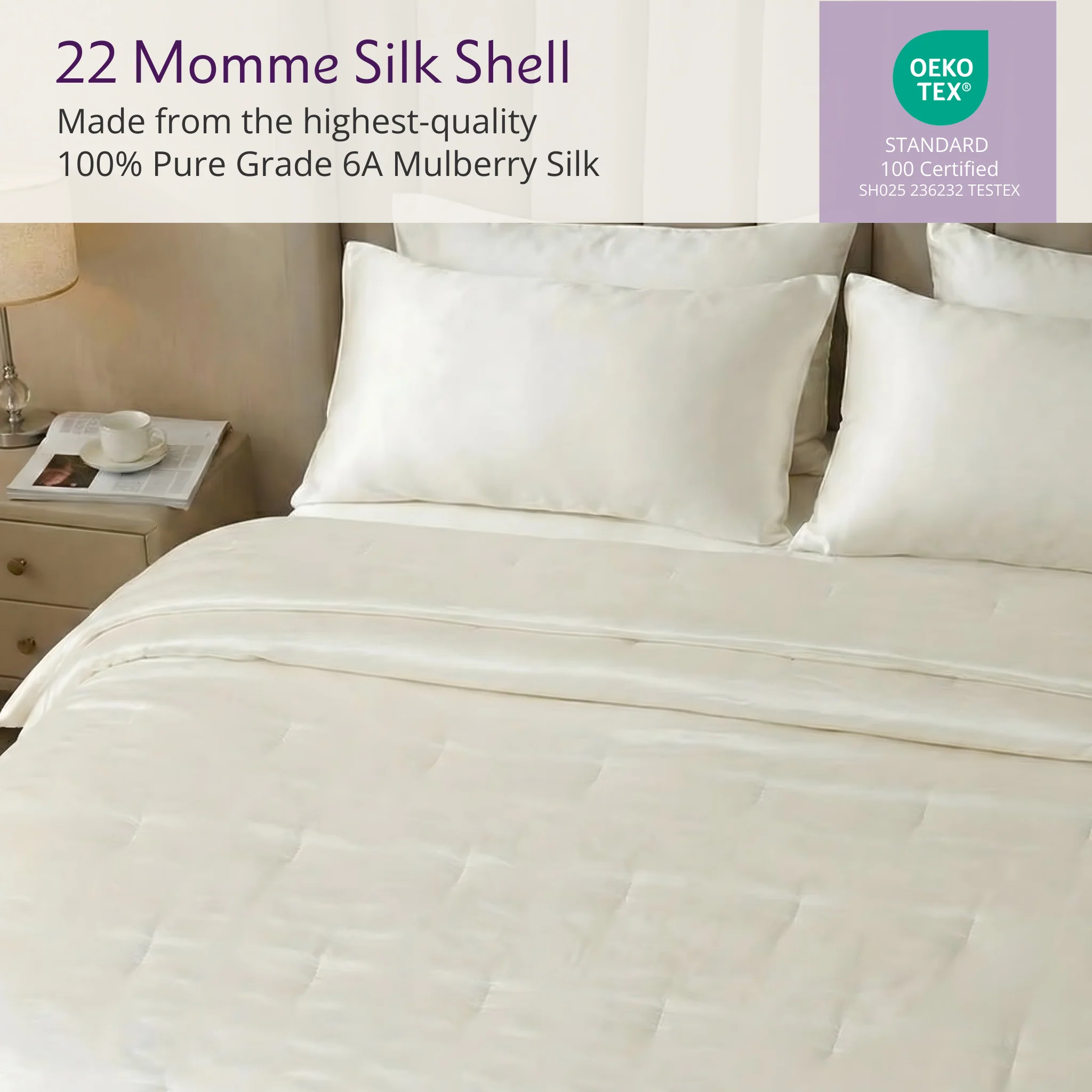 Harmony Quilted Mulberry Silk Bedspread - Natural Ivory - Image 5