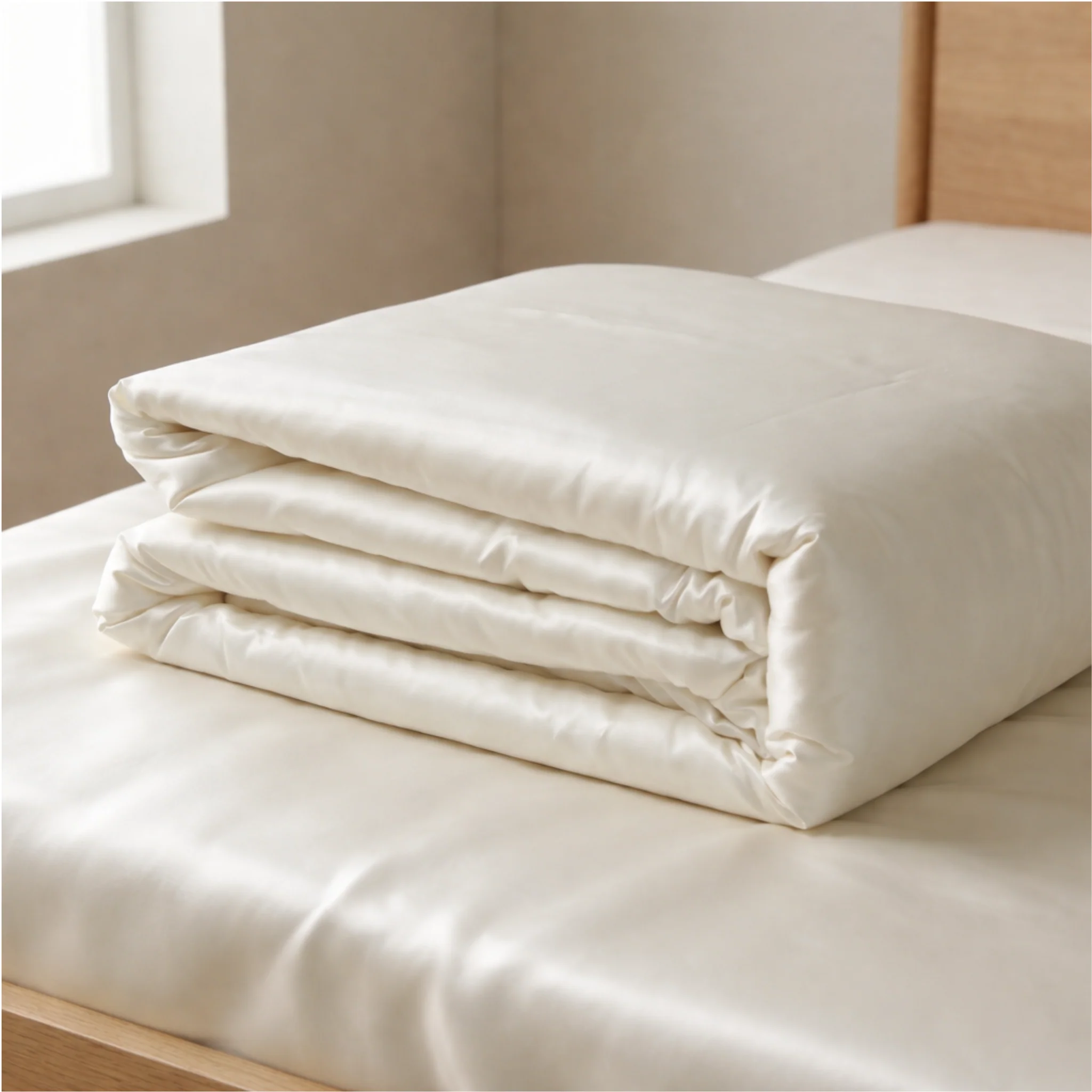 Harmony Quilted Mulberry Silk Bedspread - Natural Ivory - Image 9