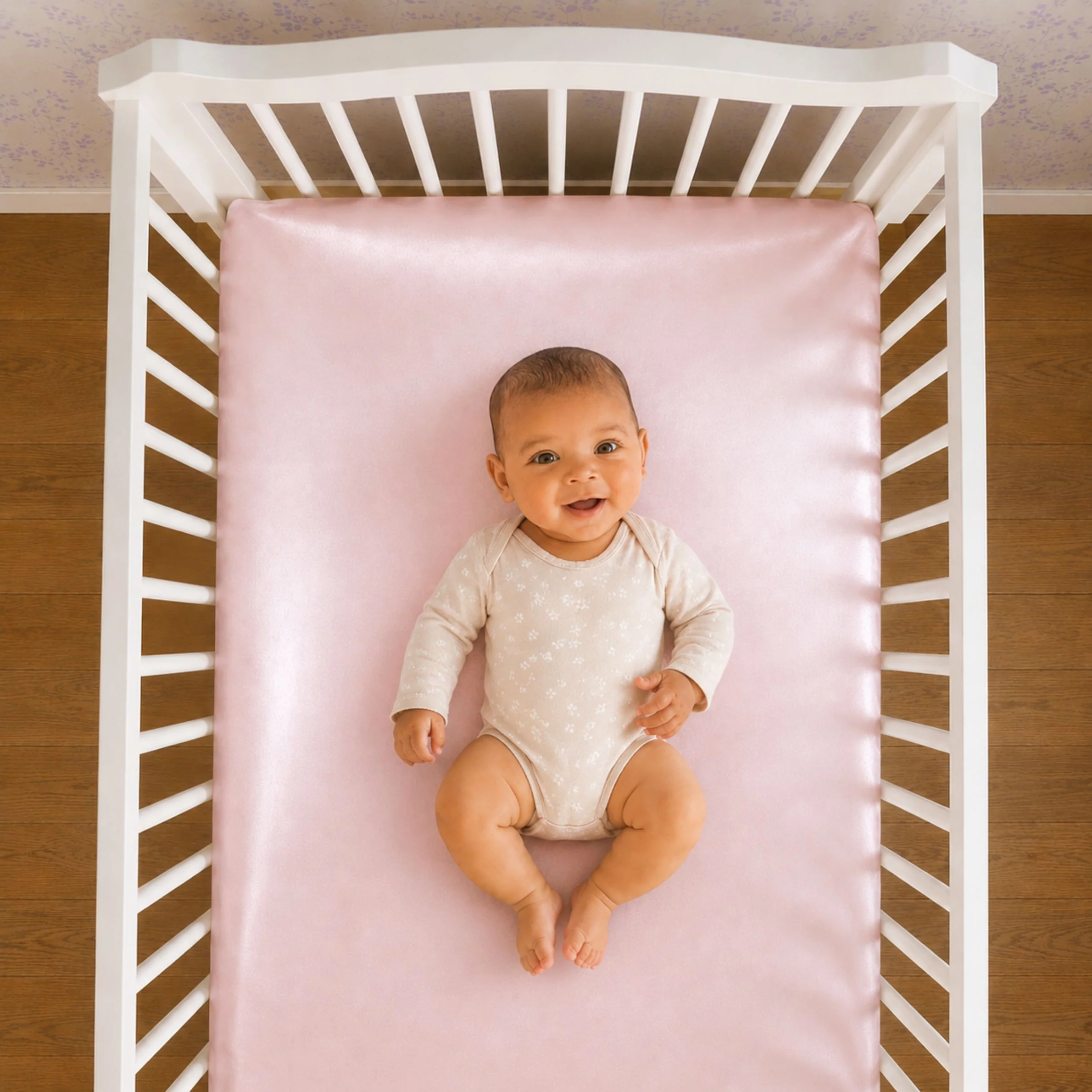 Silk Crib Fitted Sheet - Lullaby Pink - Image 2