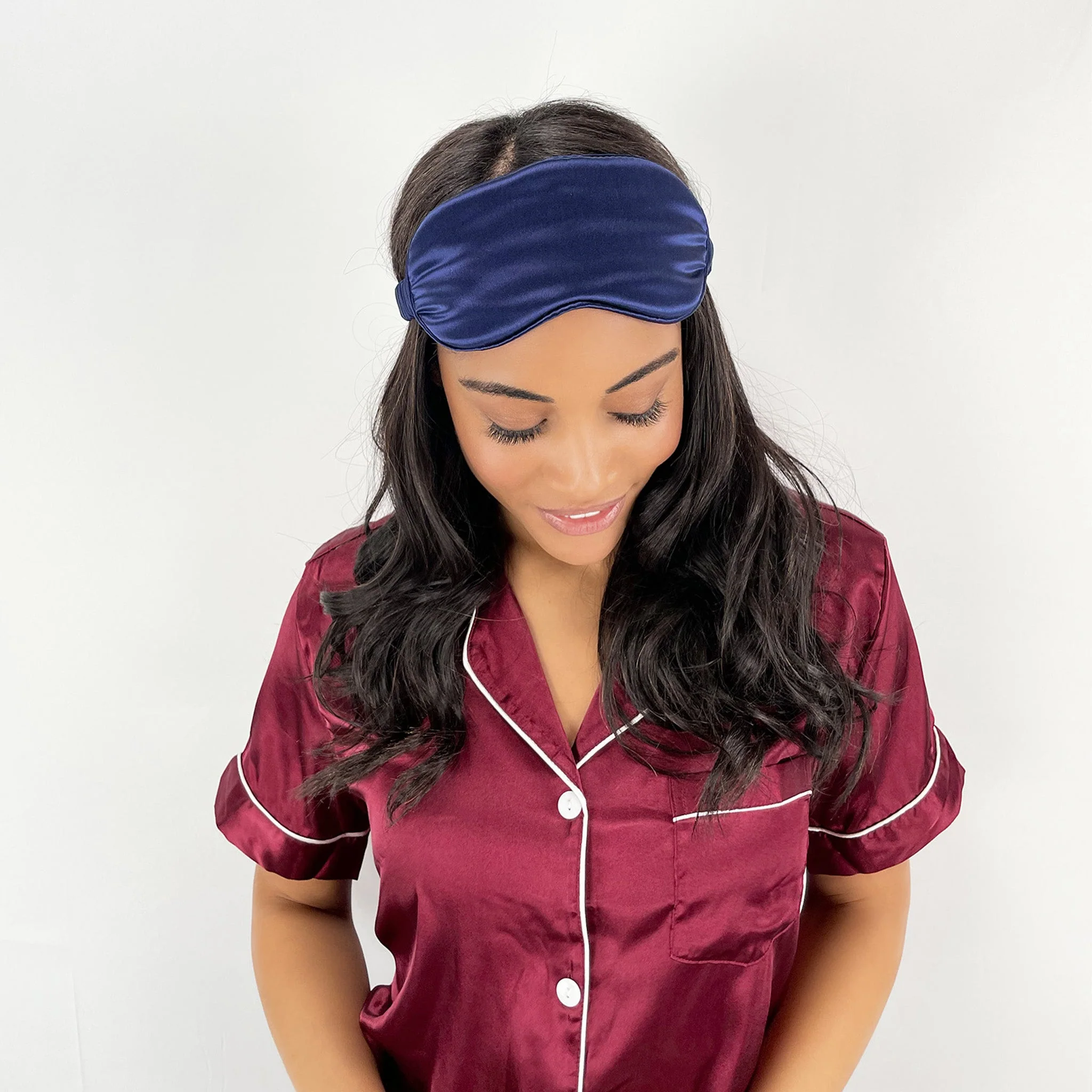Silk Sleep Mask - Navy - Image 3
