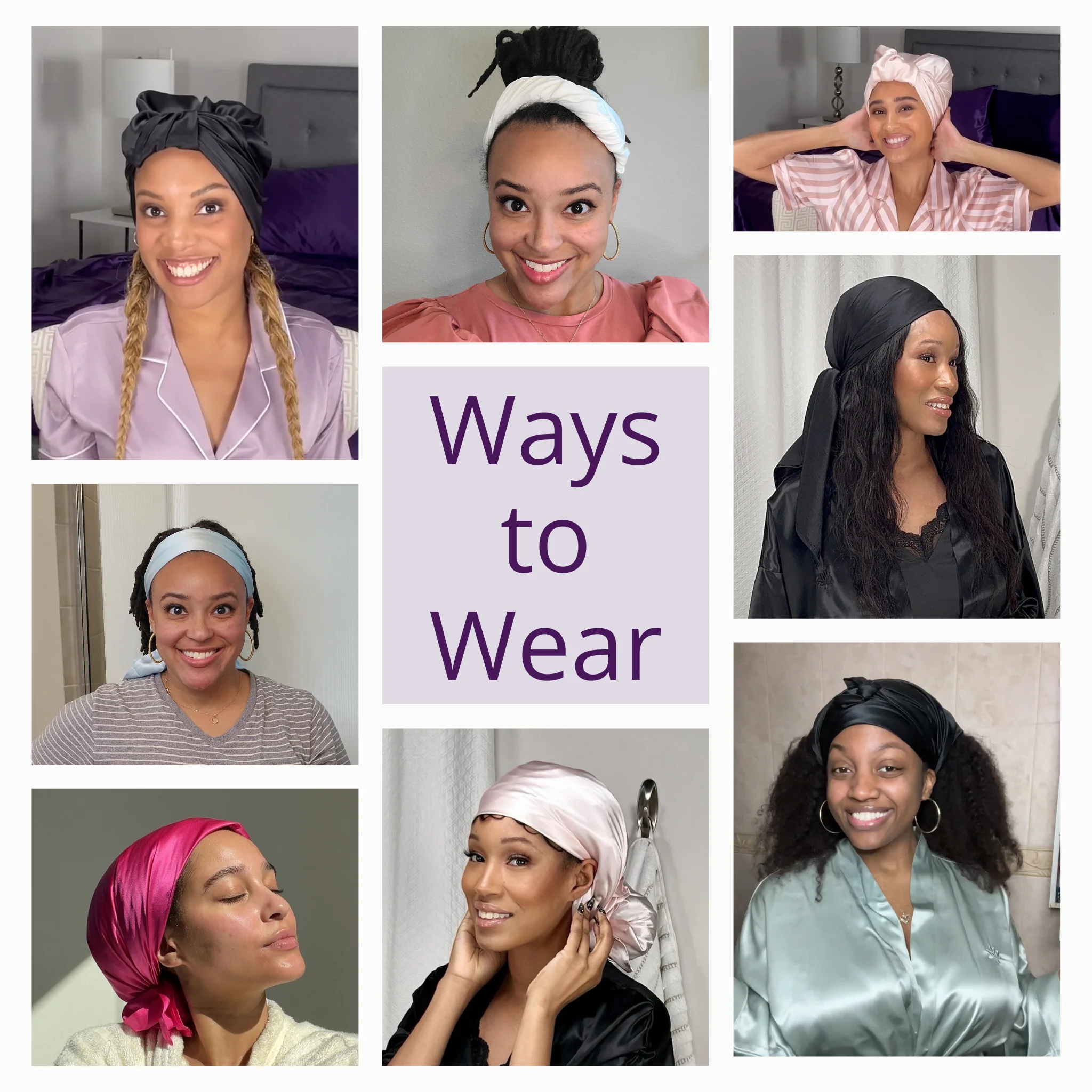Silk Square Head Scarf - Magenta - Image 9